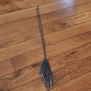 Long Tassel Necklace Mark. by Avon Graphite Gray Spikes Goth Grunge